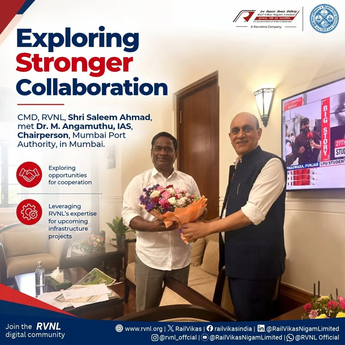 RVNL CMD meets Chairperson, Mumbai Port Authority